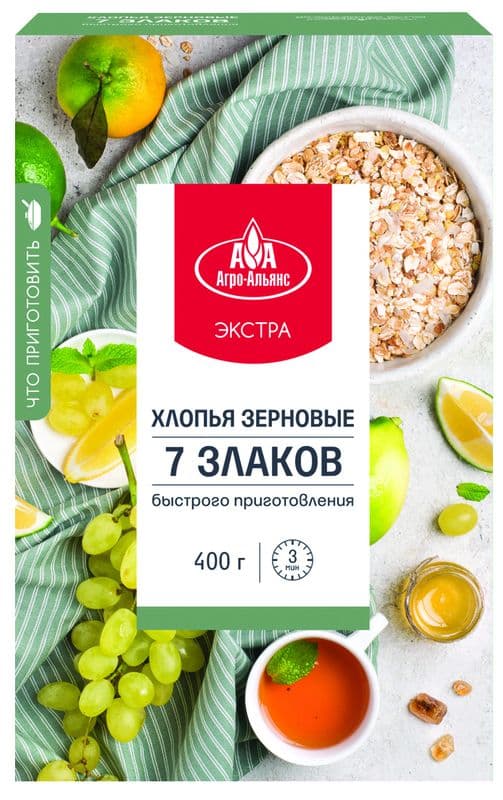 Хлопья 7 злаков 400г АгроАльянс