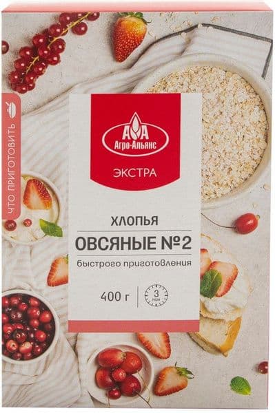 Хлопья овсяные №2 400г АгроАльянс