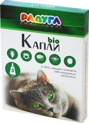Капли для кошек от блох, клещей и комаров 1мл Радуга