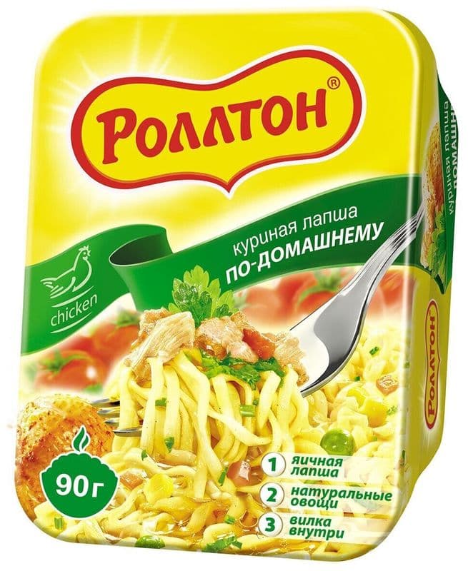Лапша Роллтон по-домашнему курица 90г конт