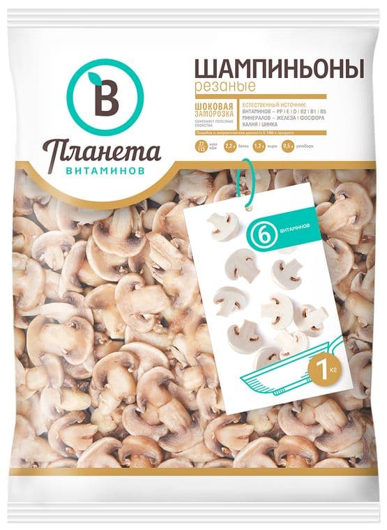 Шампиньоны резанные замор.400г Планета Витаминов