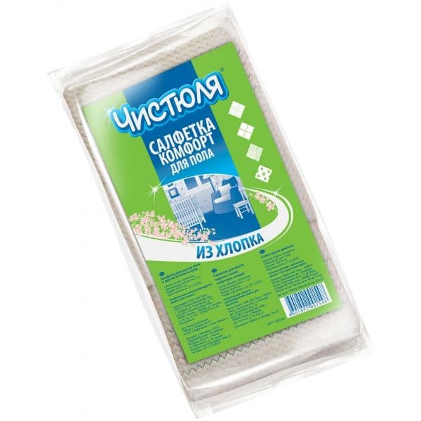 ЧИСТЮЛЯ Салфетка для мытья пола из хлопка прочная