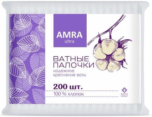 АМРА Ватные палочки 200шт пакет/28