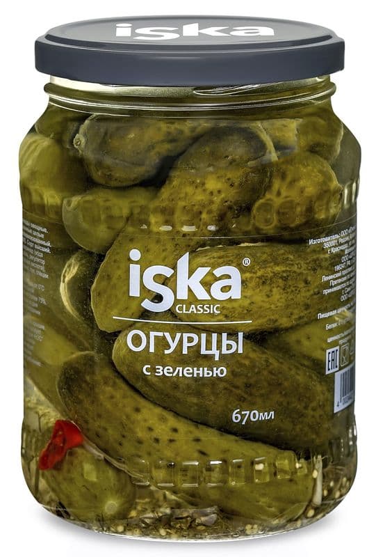 Огурцы маринованные 670мл с/б Иска
