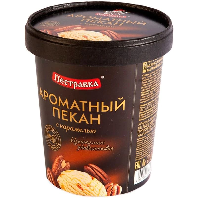 Мороженое ПЕСТРАВКА ведро карамель-пекан 250г