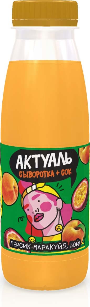 Актуаль Напиток на сыворотке с витам.и минерал.персик маракуйя 310г