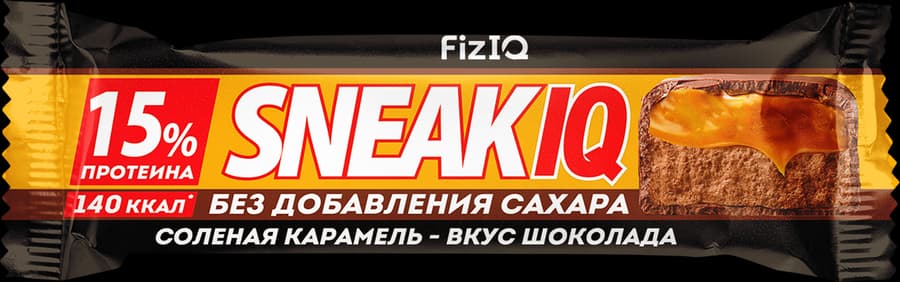 Батончик протеин 15% Снэк АйКью 50г сол.карам и вк.шоколада без дс