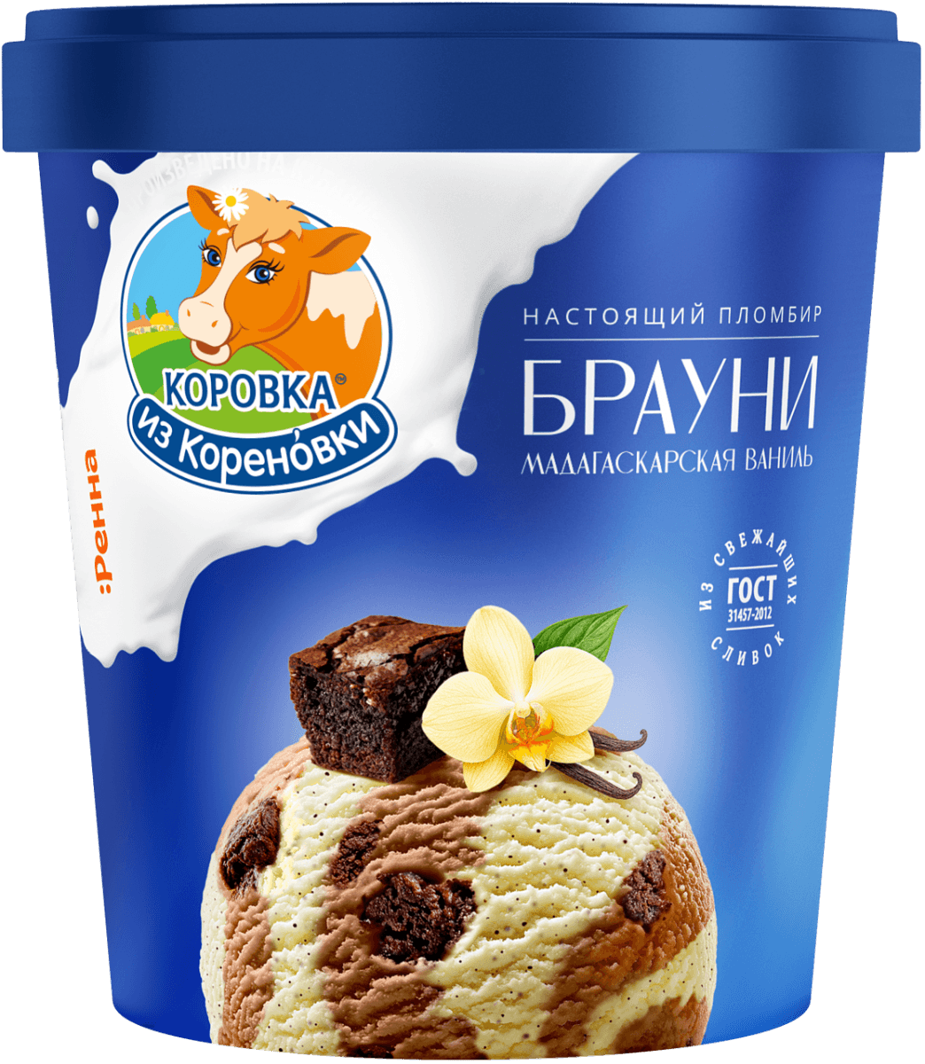 Мороженое пломбир со вкусом Печенье-Крем и крош.Брауни 300г ведро КизК