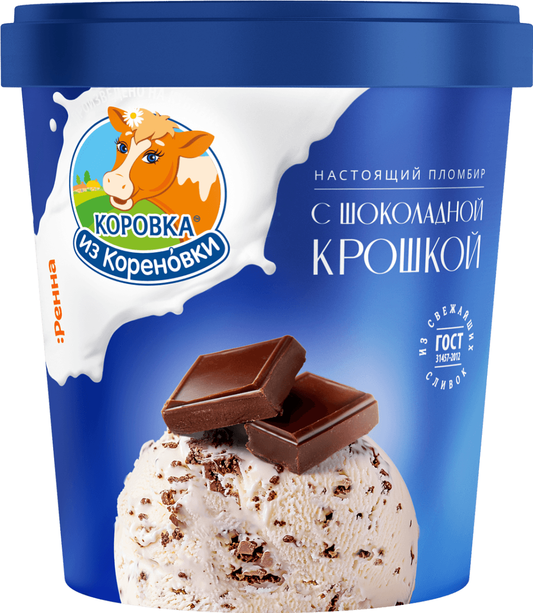 Мороженое пломбир с шоколадной крошкой 300г ведро КизК
