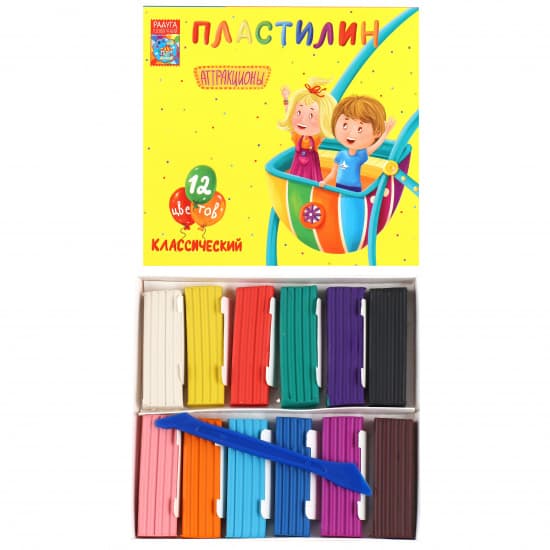 Пластилин на листе 12цветов 1211